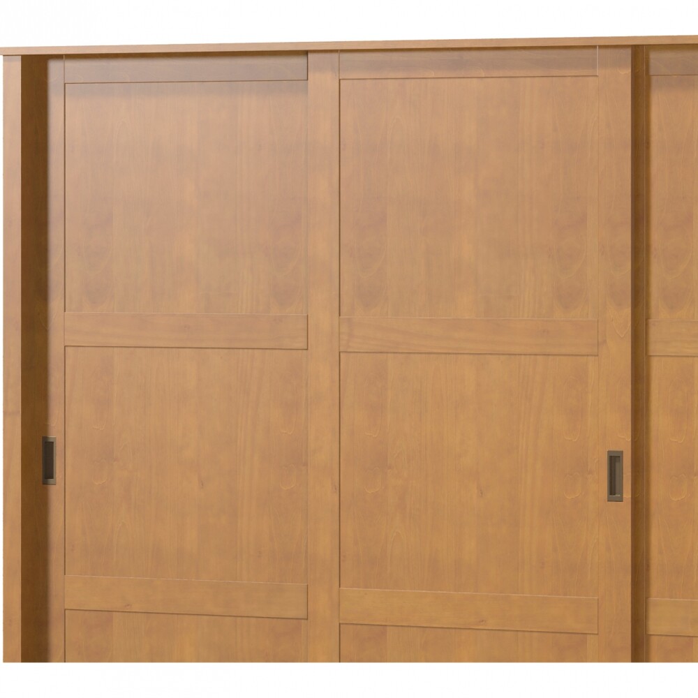 Ropero 3 puertas corredizas 3 cajones - Madera maciza Marron
