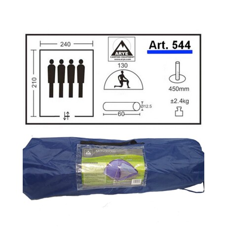 Combo Carpa Arye 4/5 personas + 2 Colchones Inflables de 1 Plaza Azul