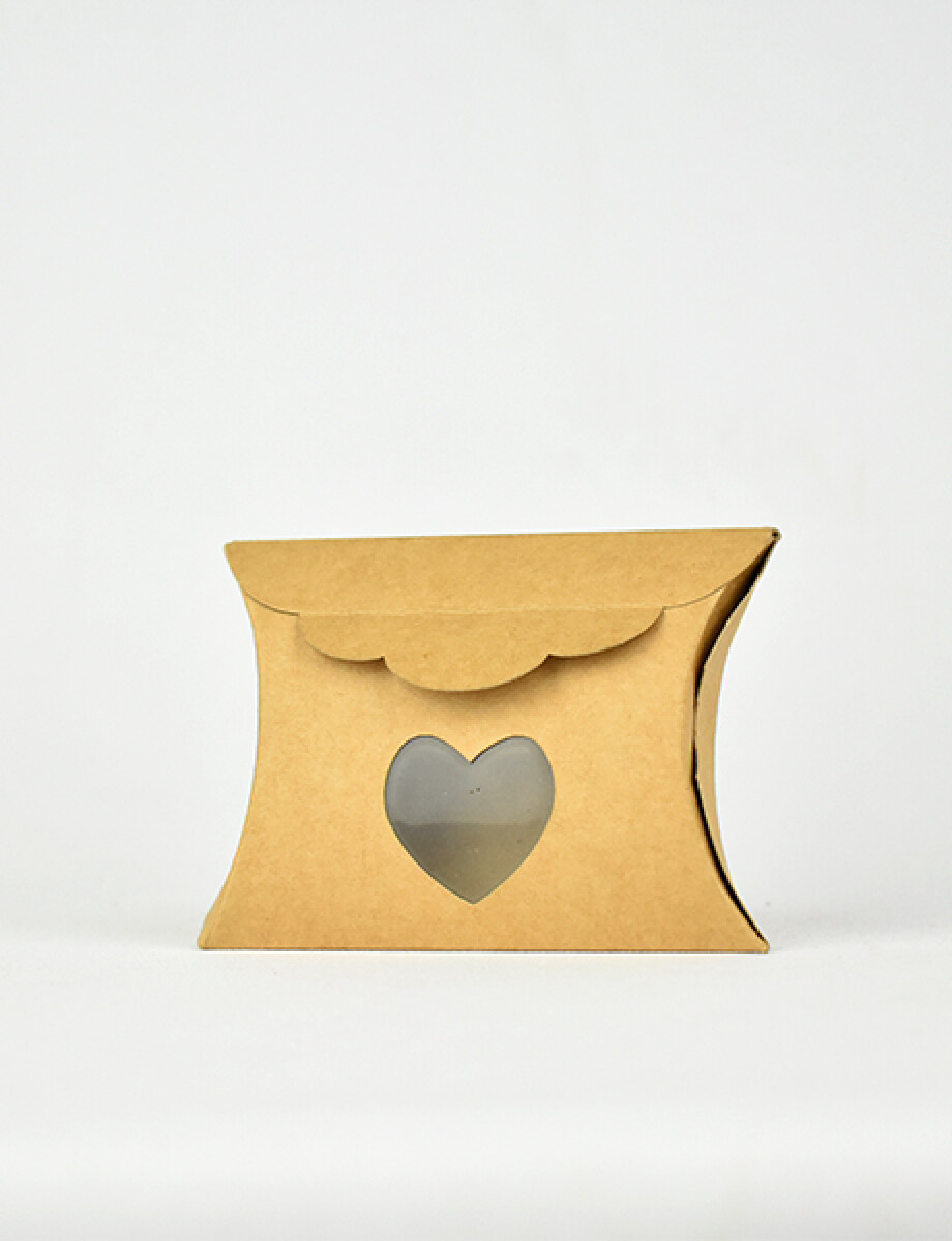 ESTUCHE PILLOW CORAZON 8X8,5X3 cm - KRAFT MARRON 