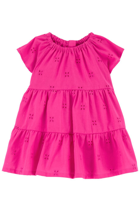 Vestido de algodón, escalonado y con ojales. Talles 0-24M Sin color