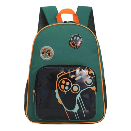 Mochila Trendy Escolar con porta botellas y llavero Verde