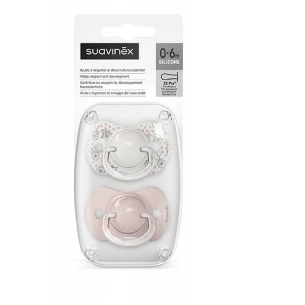 Set x2 chupete fisiologico Suavinex 0 a 6 M Bike Rosa