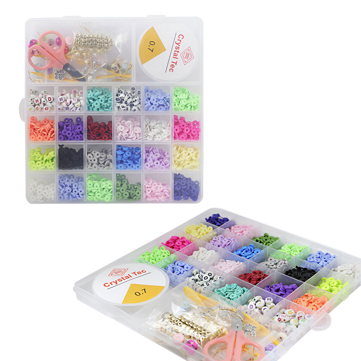 Set Para Hacer Pulseras Kit Cuentas Colores Números Valija - Variante Transparente 