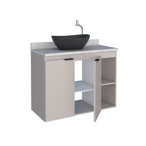 Mueble de baño suspendido Aster beige 80 cm mesada granito blanco sin bacha Mueble De Baño Suspendido Aster Beige 80 Cm Mesada Granito Blanco Sin Bacha