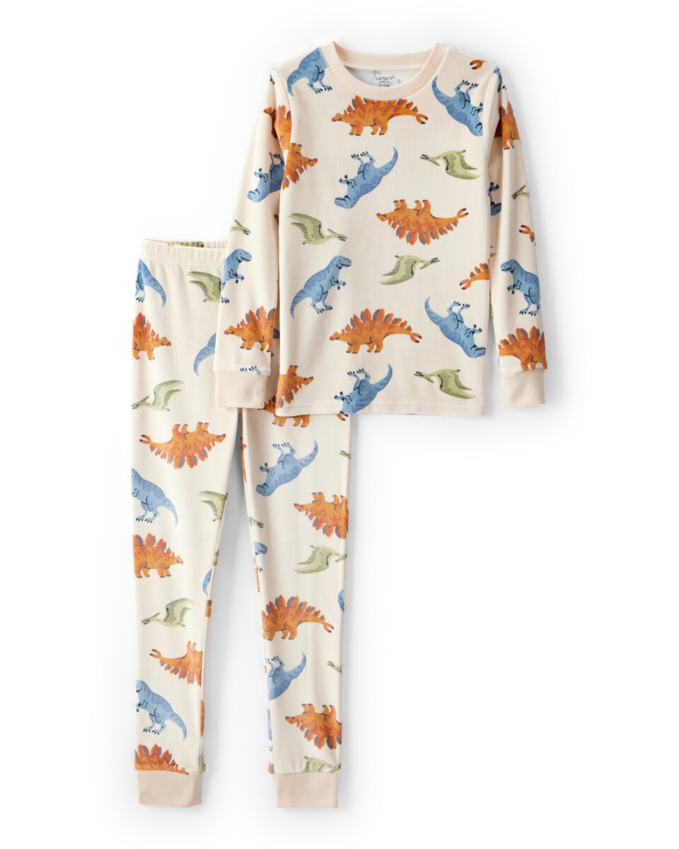 Pijama dos piezas de micropolar, remera y pantalón, diseño dinos 