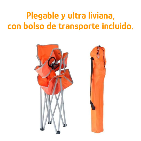 Silla Plegable Infantil 50kg Reforzada Con Portavaso Y Funda Naranja
