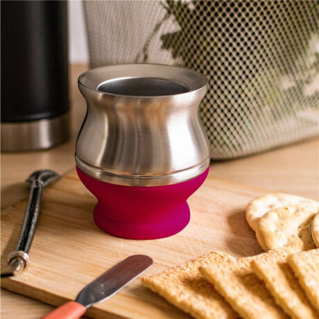 MATE ACERO INOXIDABLE 180ML D9/H9.6CM BASE FUCSIA