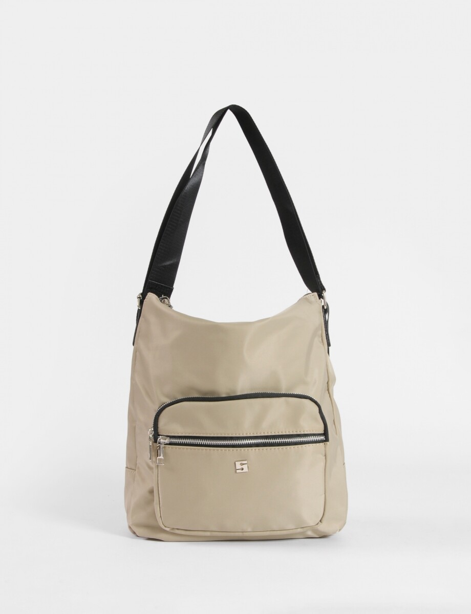 Hobo mochila con bolsillo - beige 