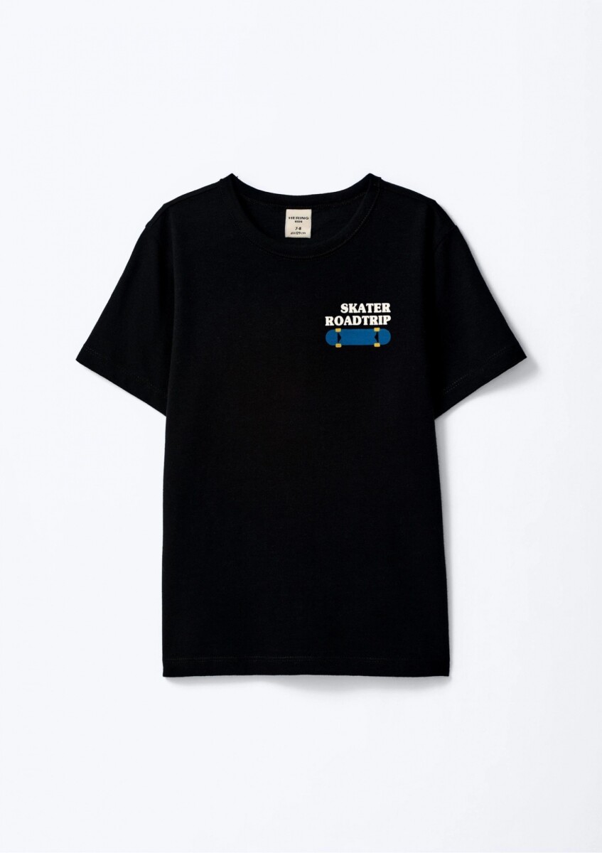 CAMISETA MANGA CORTA INFANTIL CON ESTAMPA - NEGRO 