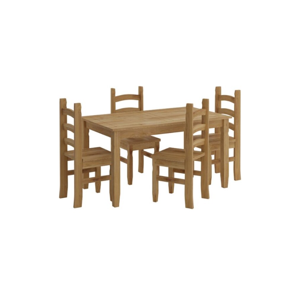 Juego De Comedor 4 Sillas - Corona - Madera Natural