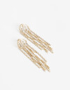 Aros Colgantes Largos Strass Aros Largos Cadenas Y Strass - Dorado