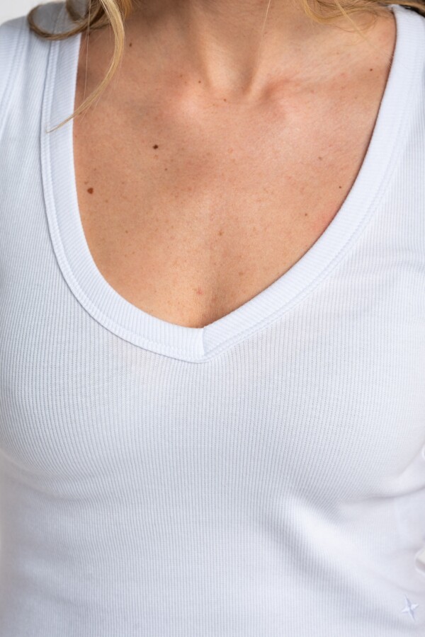 Musculosa Ribb Algodon Elastano Blanco