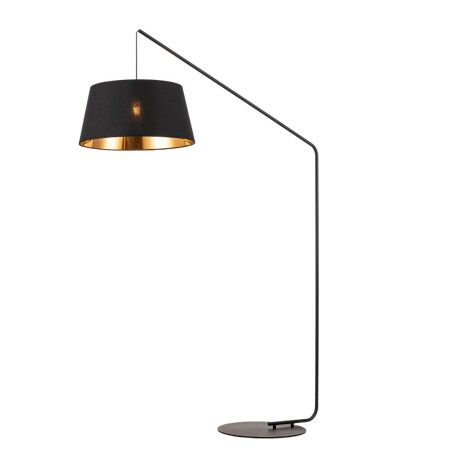 Luminaria de pie pantalla negra interior dorado E27 180cm Luminaria de pie pantalla negra interior dorado E27 180cm