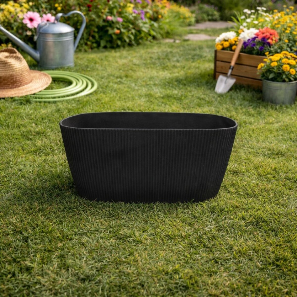 MACETA JARDINERA RECTANGULAR MESOLA 26CM - NEGRO 