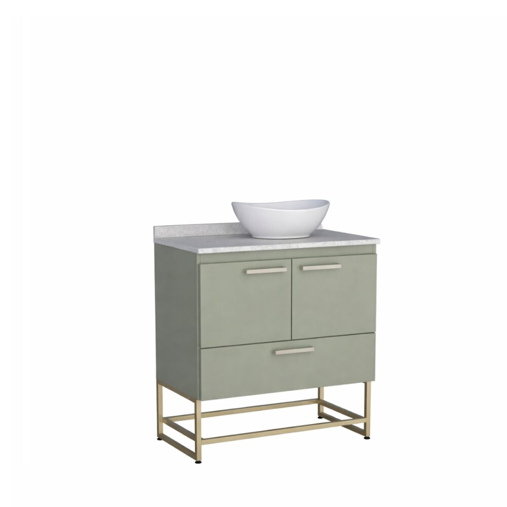 Mueble De Baño De Pie Suez Verde 80 cm con mesada Granito y Bacha De Loza Mueble De Baño De Pie Suez Verde 80 Cm Con Mesada Granito Y Bacha De Loza