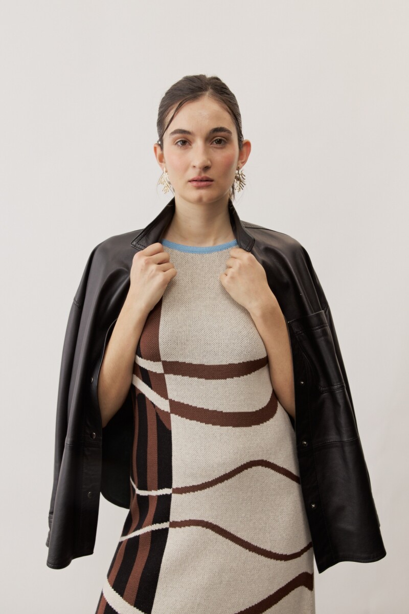 Vestido Ola CRUDO Y TOSTADO