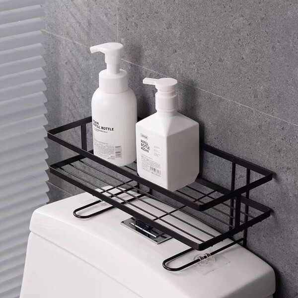 Estante organizador de pared para baño Negro