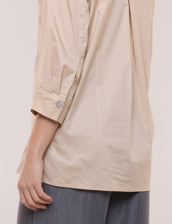 Camisa Larga Con Mangas Tres Cuartos BEIGE