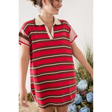 Vestido Sun Rojo Y Chocolate