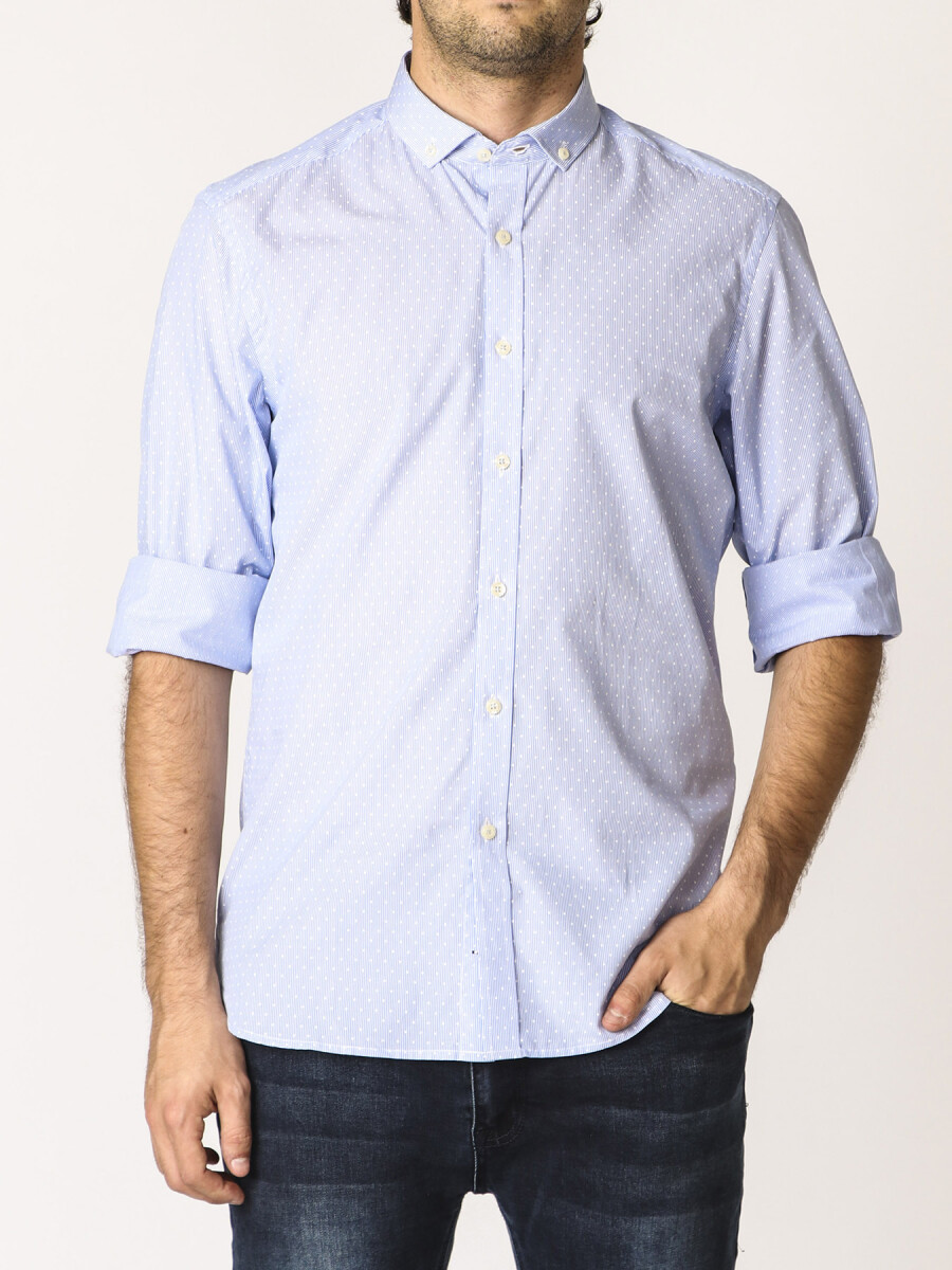 Camisa Puntos Y Rayas Harrington Label - Azul/blanco 