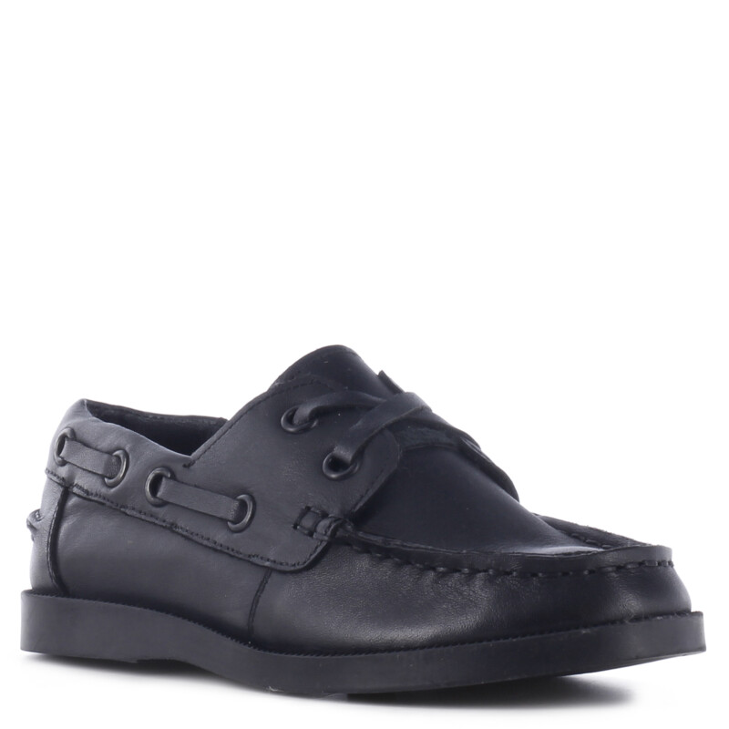 Zapato de Niño Boomerang nautico MAP de cuero para uniforme Negro