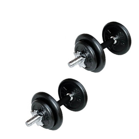 Set 2 Mancuernas + Barra 1.5m + 20 Kg Hierro Compacto 2 Discos 10kg