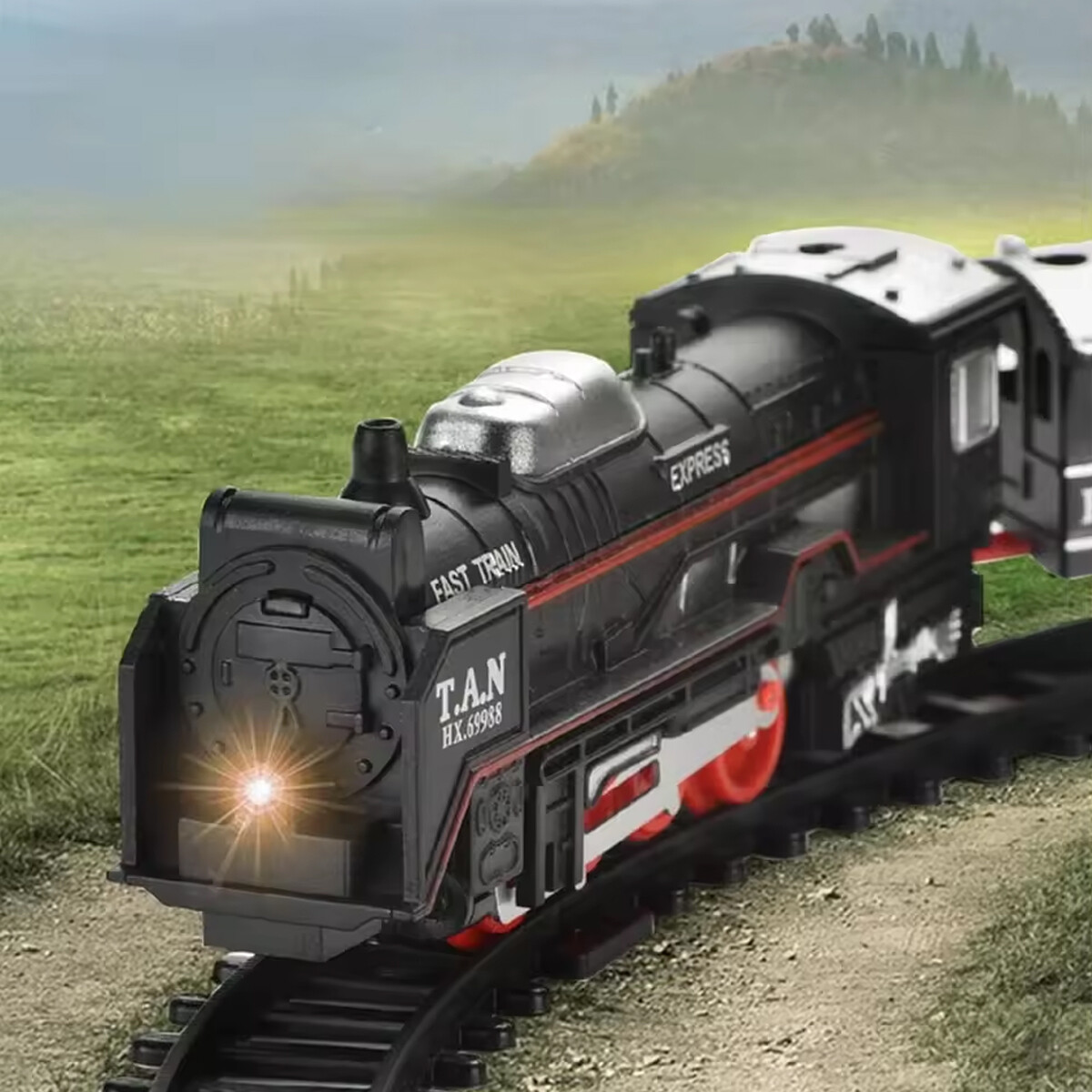 Tren Locomotora con Vagones con Luz y Movimiento 