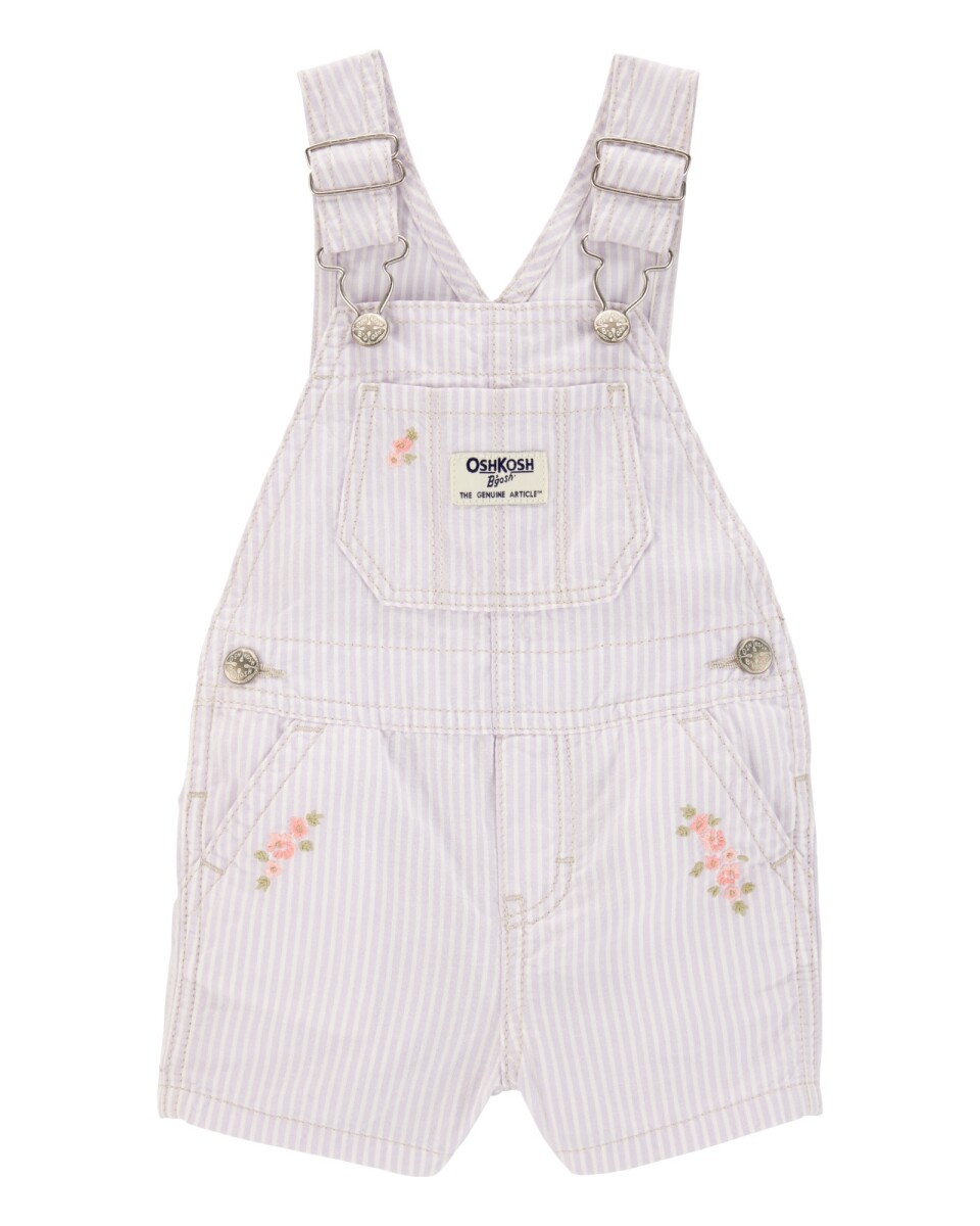 Enterito corto de algodón, diseño a rayas, con bordado floral 