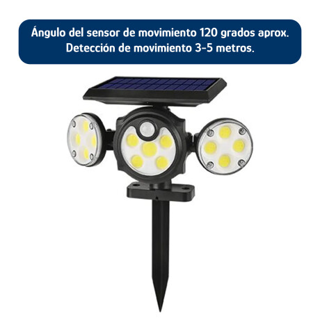 Foco Solar de Exterior 3 Paneles Led Ajustables c/Sensor Mov Negro