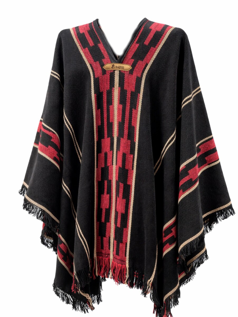 Ponchos Bagual - Negro con Rojo 