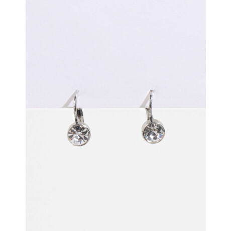 Aros Cortos Strass Clásicos Plateado Rodio