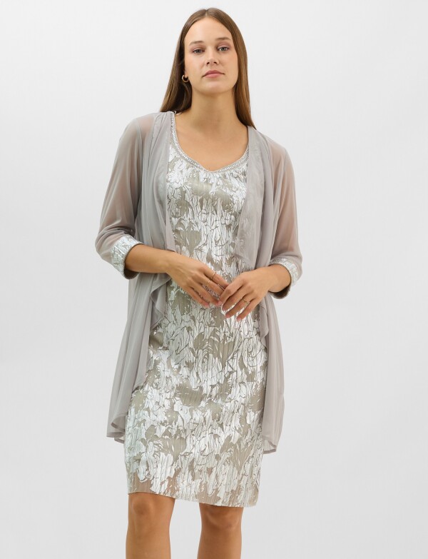 Set Vestido & Chaqueta PLATEADO/MULTI