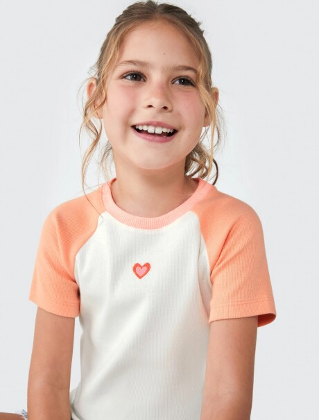 BLUSA INFANTIL EN TELA ACANALADA NARANJA