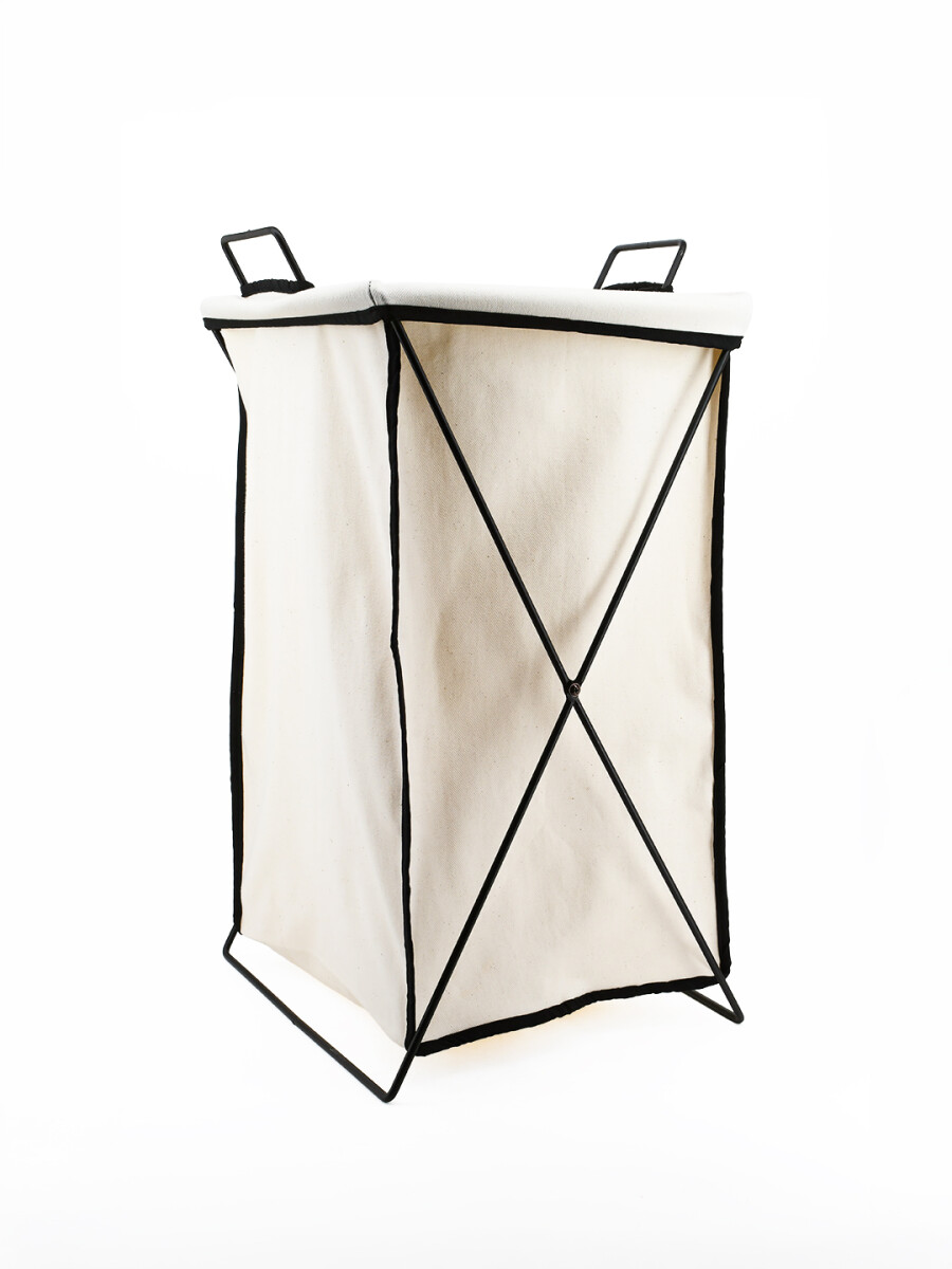 CESTO METAL PLEGABLE CON TELA PARA ROPA SUCIA - NEGRO 