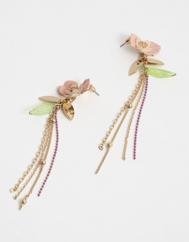 Aros Colgantes Largos Flores Aros Colgantes Largos Flores - Dorado