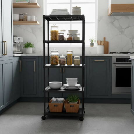 Estante Organizador 5 Niveles Multifuncional Cocina Baño Negro