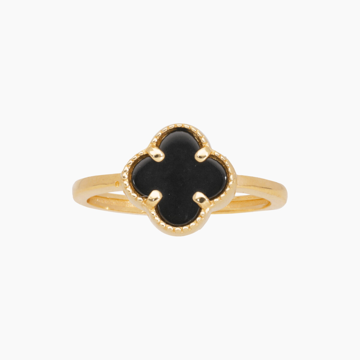 Anillo En Oro 18k Estilo Van Cleef Con Piedra Onix 
