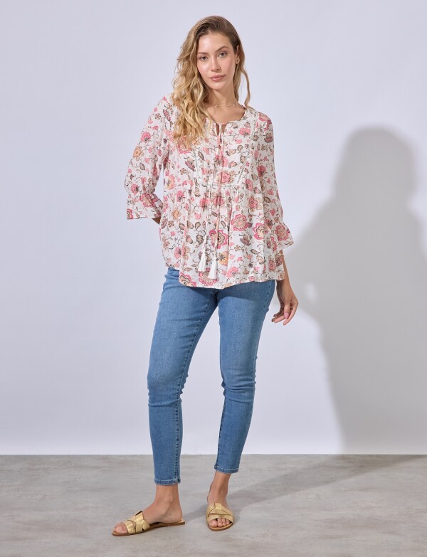 Blusa Garden BLANCO/MULTI