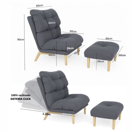 Sillón Reclinable con Apoyapies Incluido - Negro Sillón Reclinable con Apoyapies Incluido - Negro
