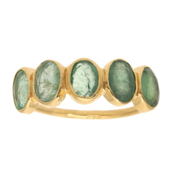 Anillo medio sin fin -Plata rodinada con micra oro 18k-Piedra Esmeralda- AN2019 conpiedra