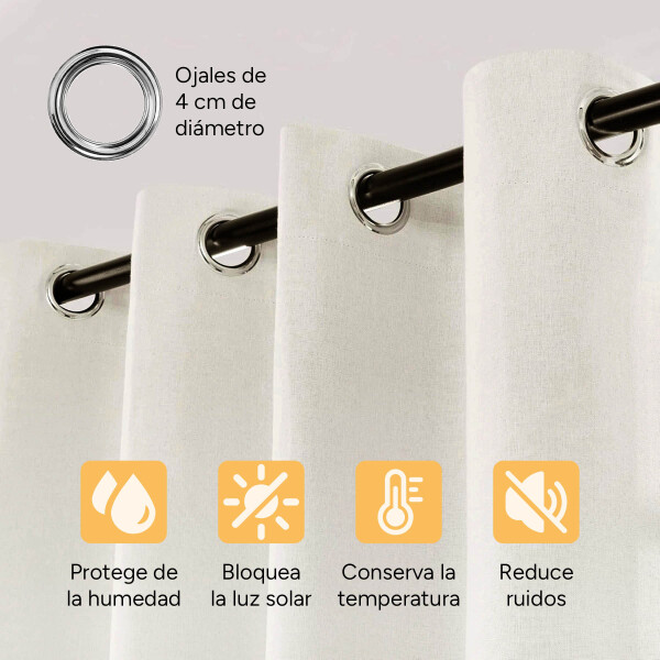 Cortina Blackout 100% Engomada Termica Set 2 Paños Tipo Lino Color Variante Blanco