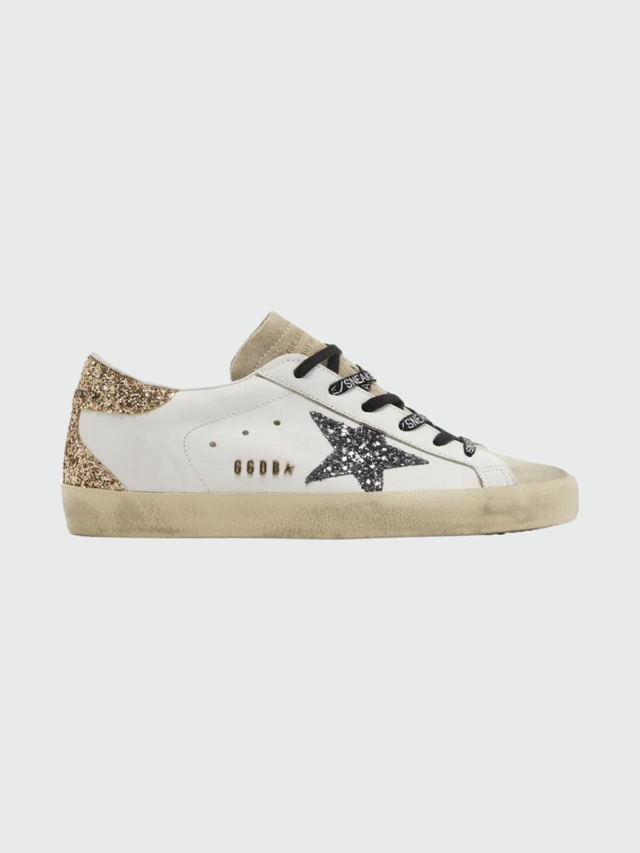 GOLDEN GOOSE - Zapatillas Super Star upper glitter star heel spur 