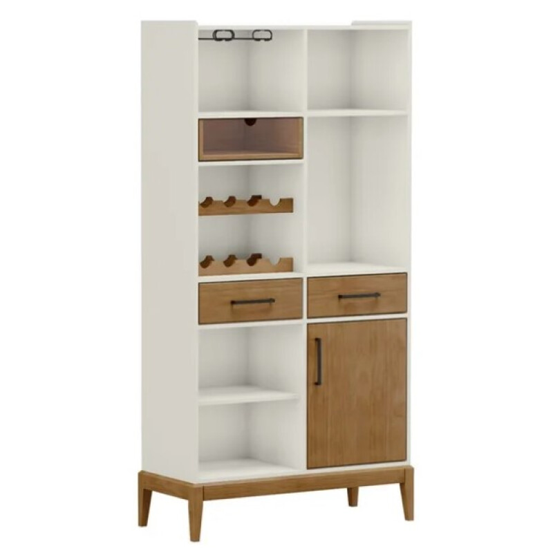 Vinoteca de cristal con 1 puerta y 2+1 cajones, línea Milán, en madera maciza y MDF Vinoteca de cristal con 1 puerta y 2+1 cajones, línea Milán, en madera maciza y MDF