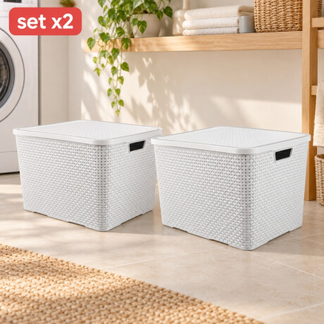 Set x2 Caja ratán 40 lts BLANCO