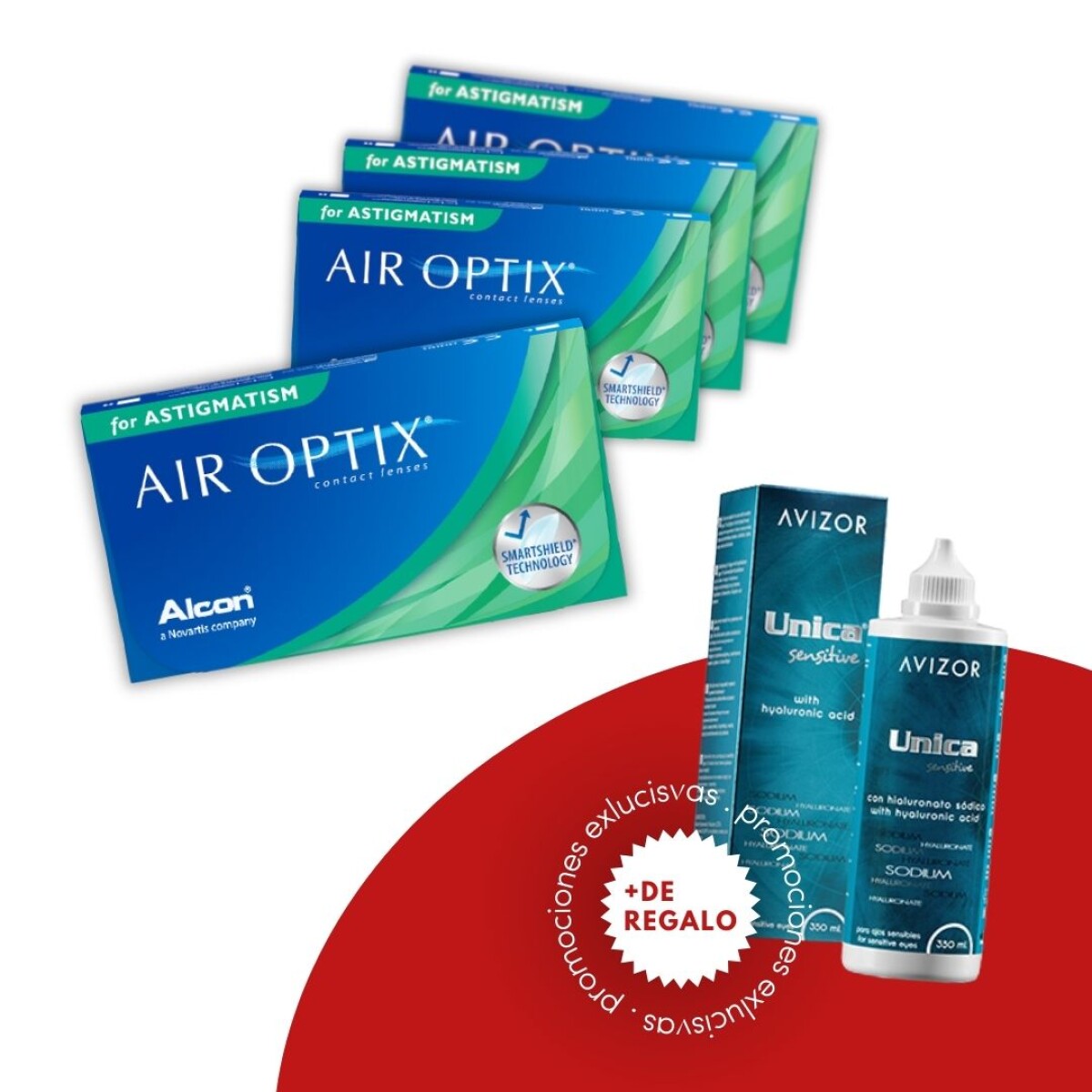 Air Optix Plus Astigm- PROMO 4 cajas + 1 Única 350 