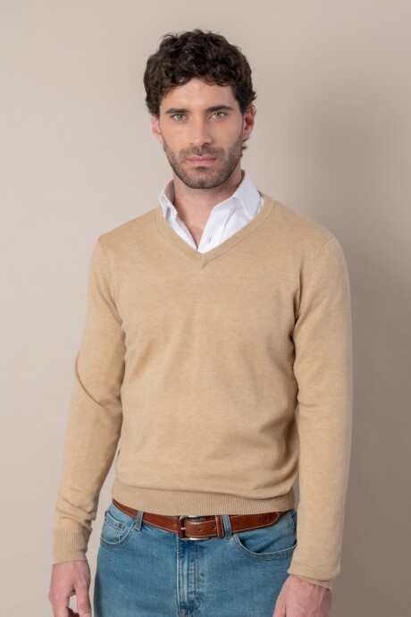 Sweater V Merino Beige