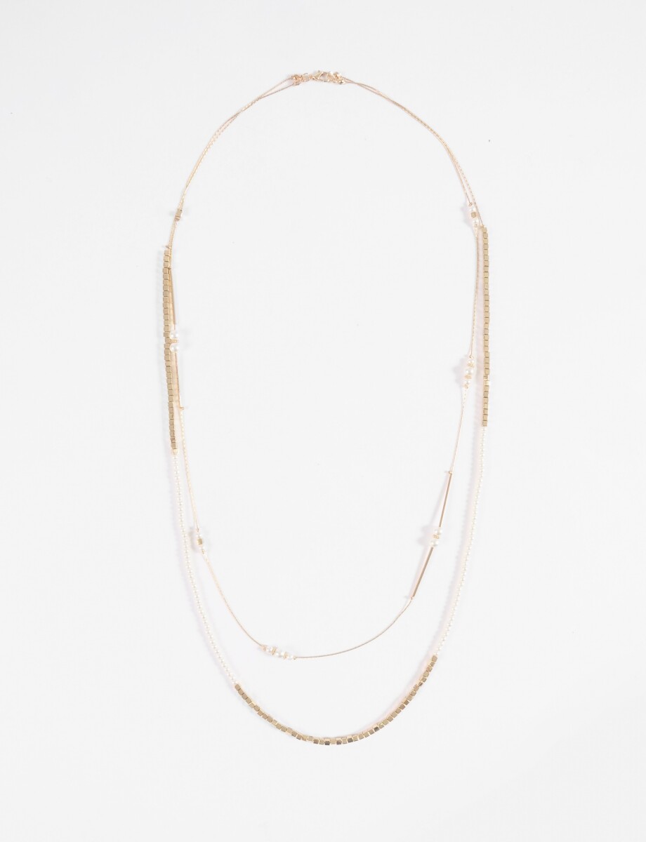 Collar largo doble perlas - dorado 