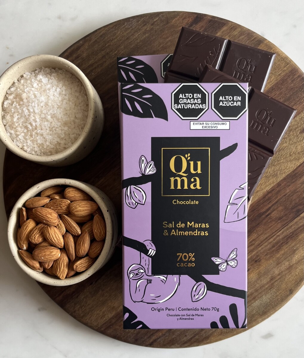 Chocolate 70% cacao con sal de maras y almendras Quma 