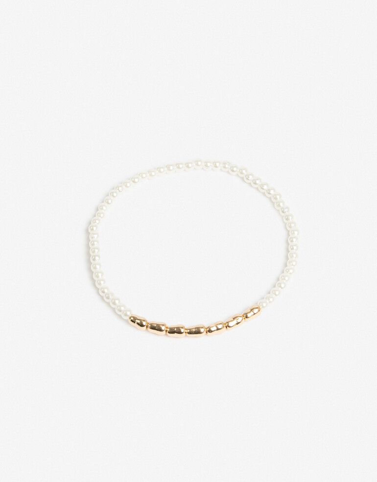 Pulseras Elásticas Perla Pulsera Elástica De Perlas - Dorado