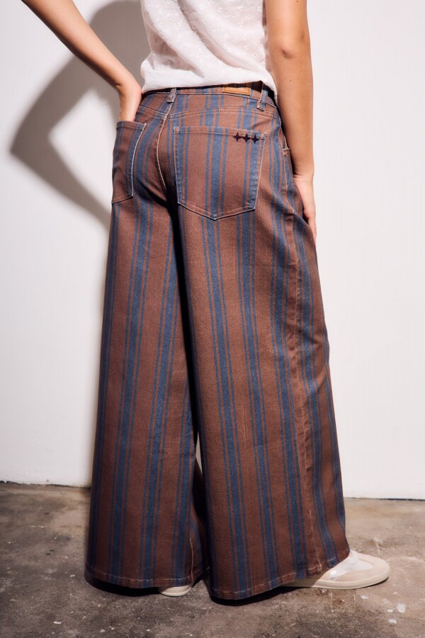 Jean Rayado Extra Wide Leg Chocolate